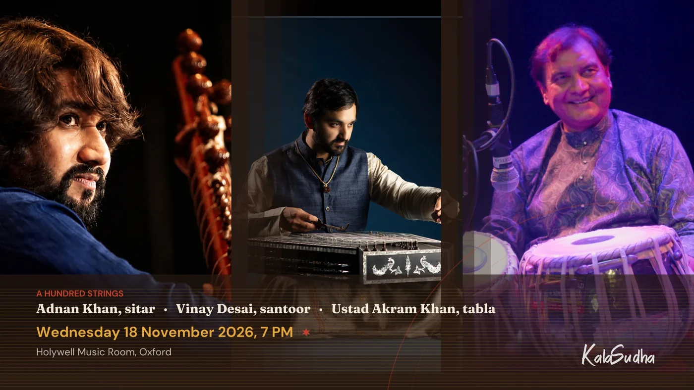 Adnan Khan with his sitar, Vinay Desai at the santoor and Ustad Akram Khan at the tabla
