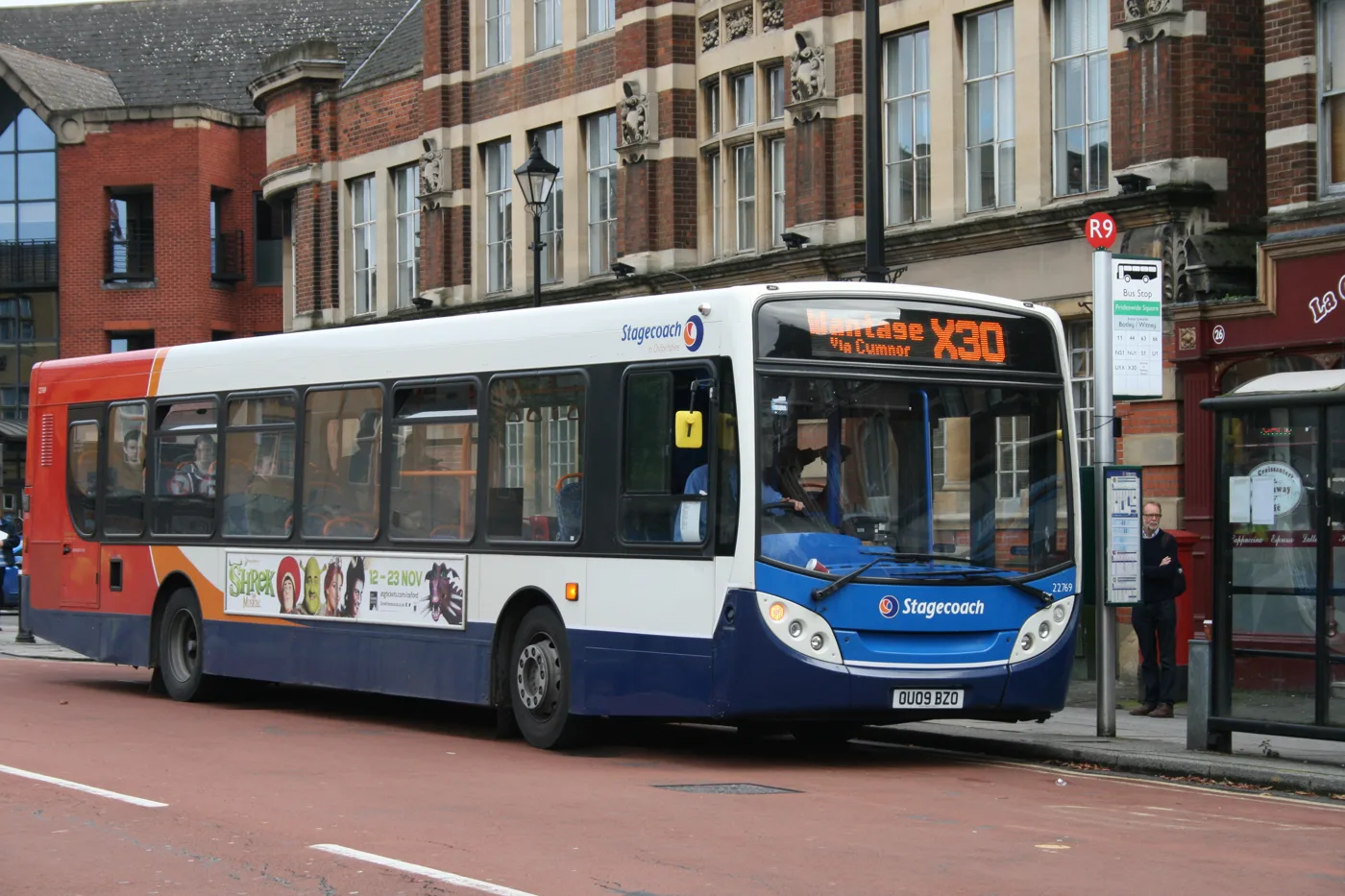 A bus at the Frideswide Square stops in Oxford